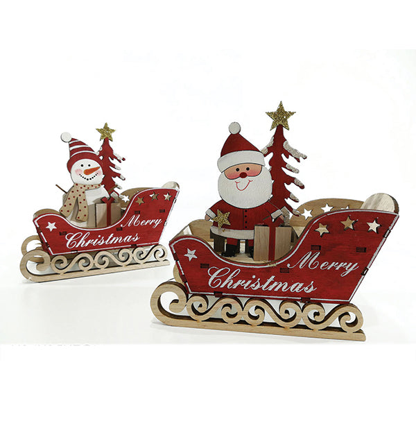 Wooden sleigh with Santa Claus