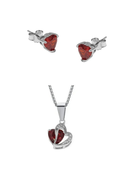 Set Heart Red 925