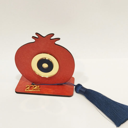 Wooden Pomegranate Table Charm With Plexiglass Eye 2024